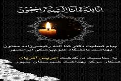 پیام تسلیت معاون بهداشت دانشگاه علوم‌پزشکی ایرانشهر به مناسبت درگذشت همکار مرکز بهداشت شهرستان بمپور مرحوم ادریس آذریان